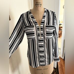 EXPRESS Clothing portofino zip striped shirt blouse women size small
